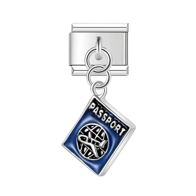 Hanging Passport Silver Charm - Silver