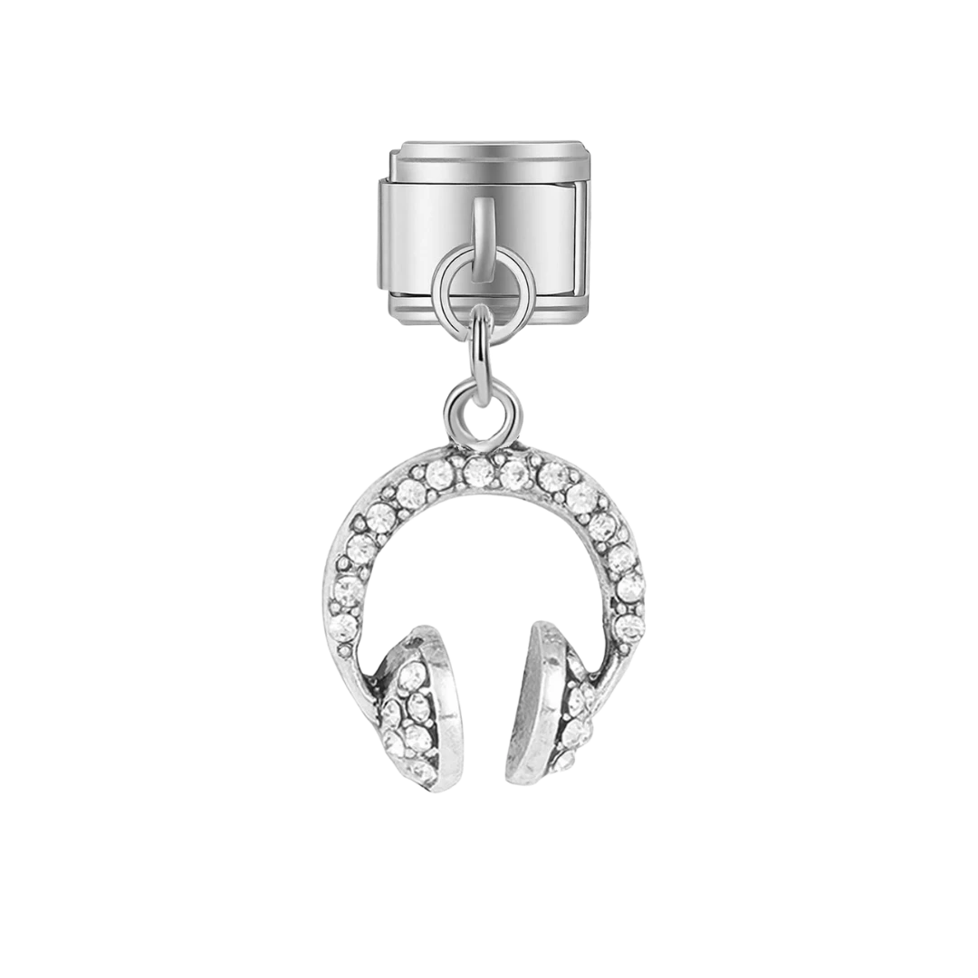Headphones Dangle silver charm