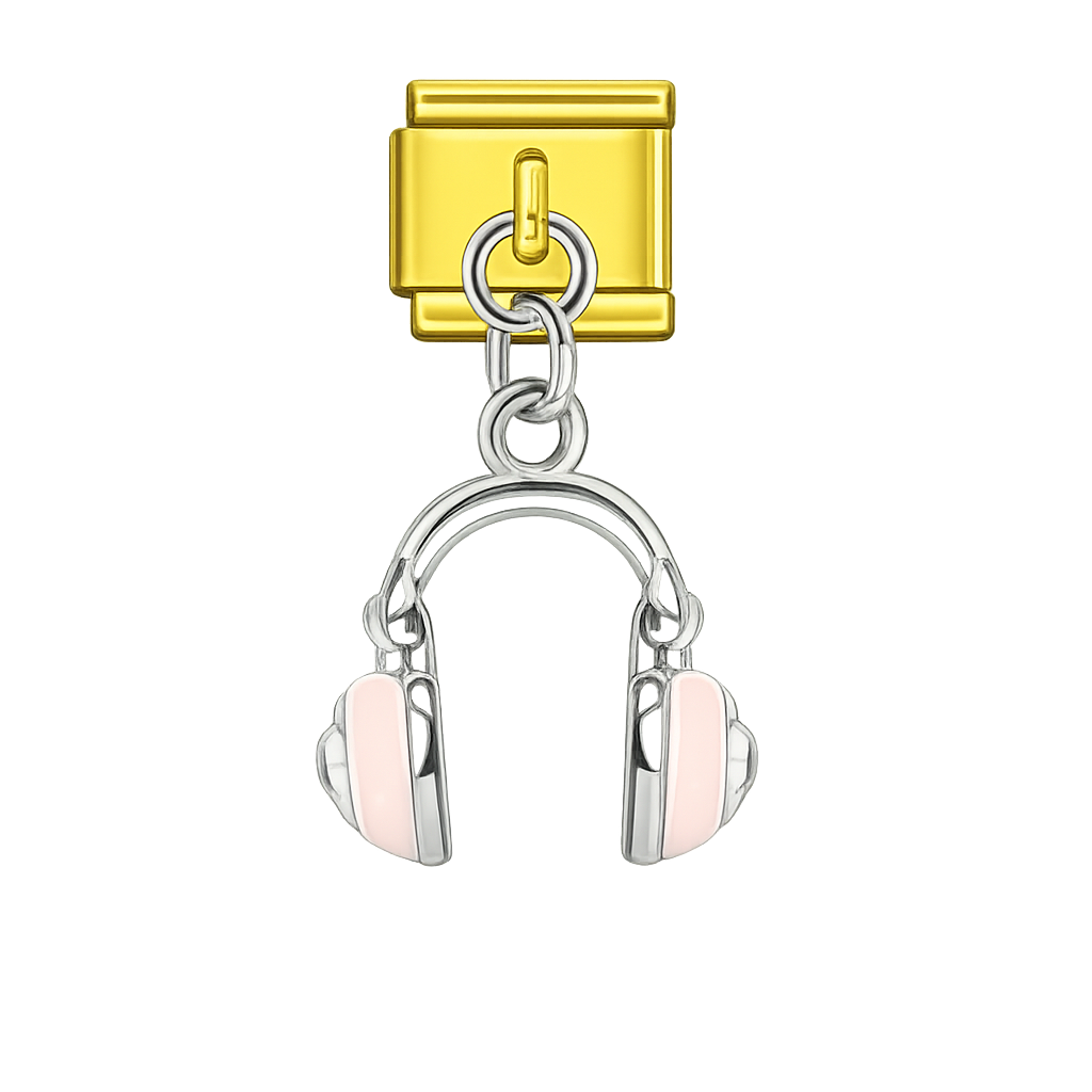 Headphones Dangling Gold Charm
