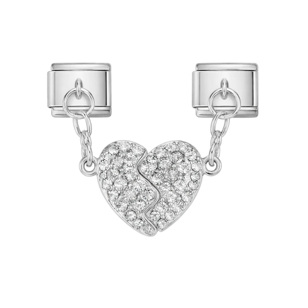 Heart Connector Silver Charm