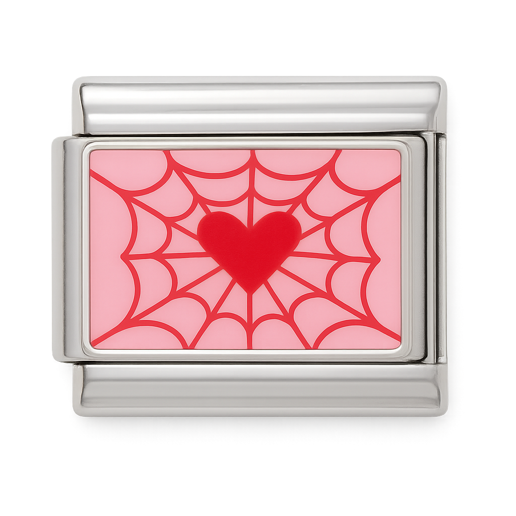 Heart with Spider Web Design Charm
