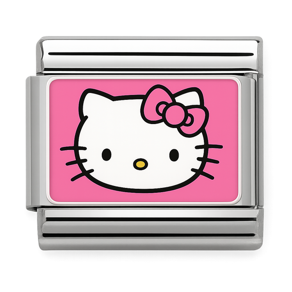 Hello Kitty Face with Pink Bow Silver Charm