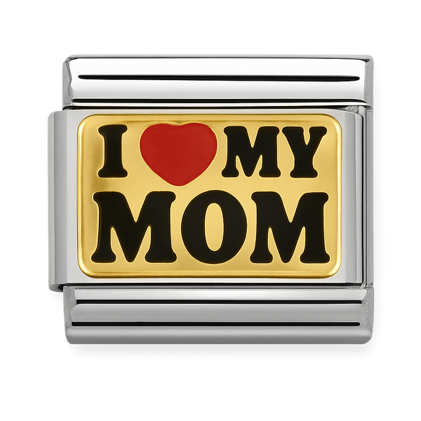I Love My Mom Heart Message Silver Charm