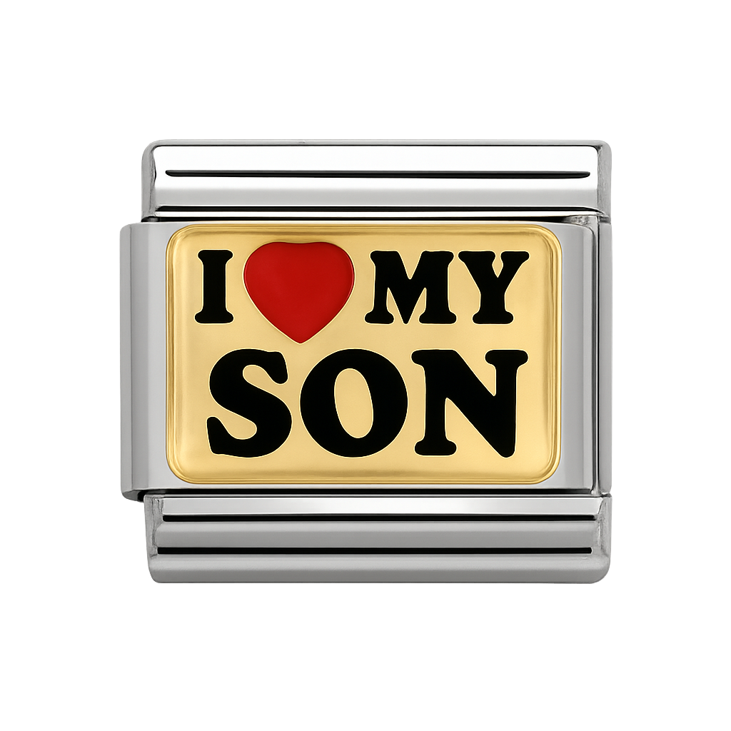 I Love My Son Text Silver Charm