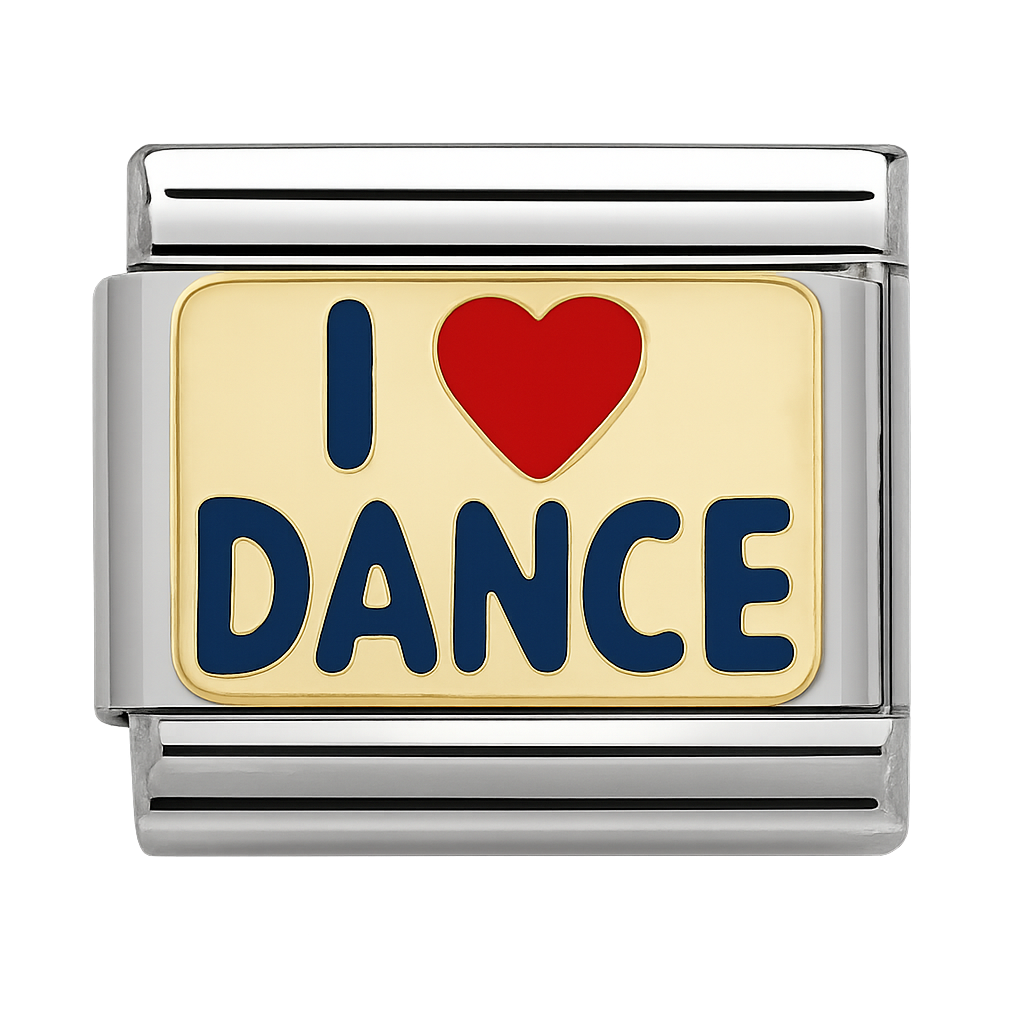 I Love Dance Enamel Plaque Silver Charm