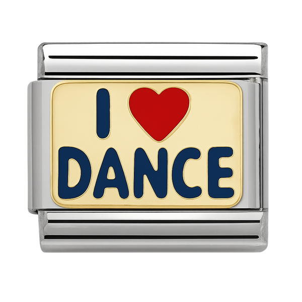 I Love Dance Enamel Plaque Silver Charm