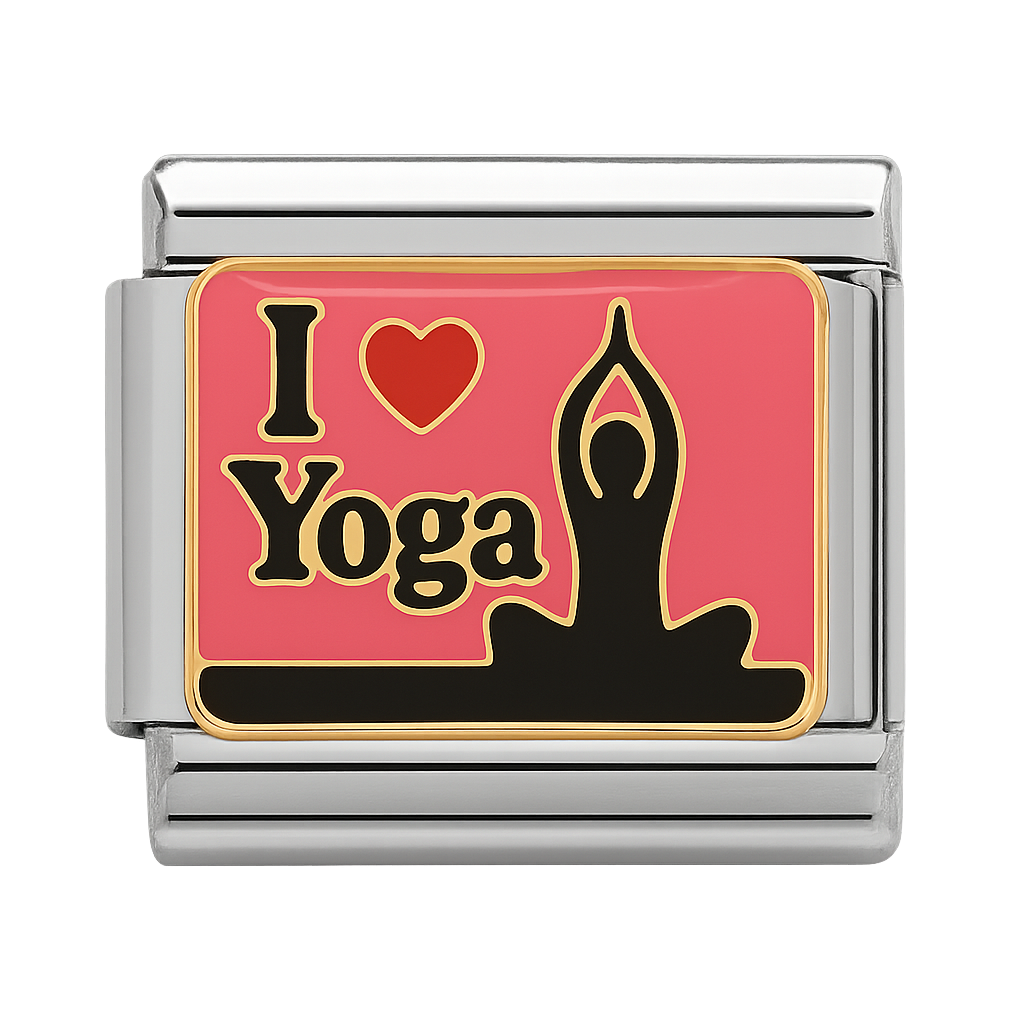 I Love Yoga Silhouette Silver Charm