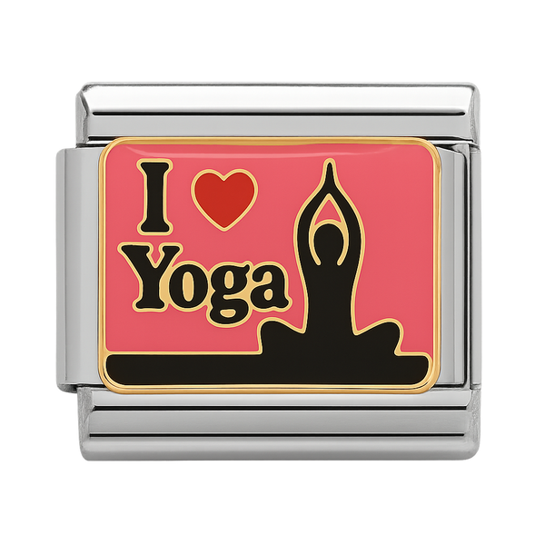 I Love Yoga Silhouette Silver Charm