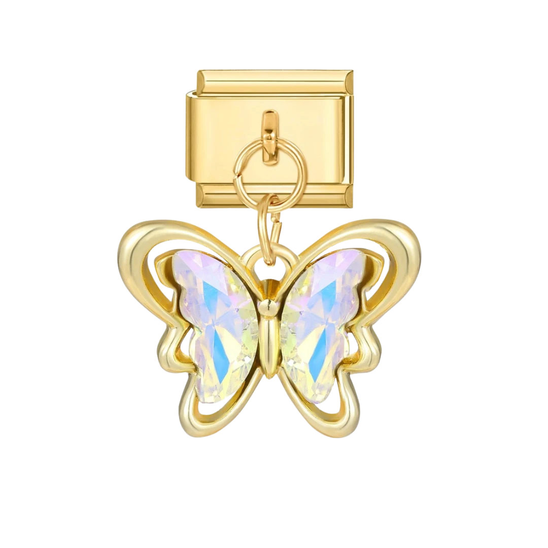 Iridescent Butterfly gold charm