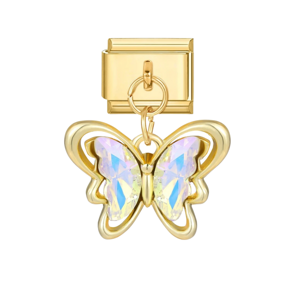Iridescent Butterfly gold charm