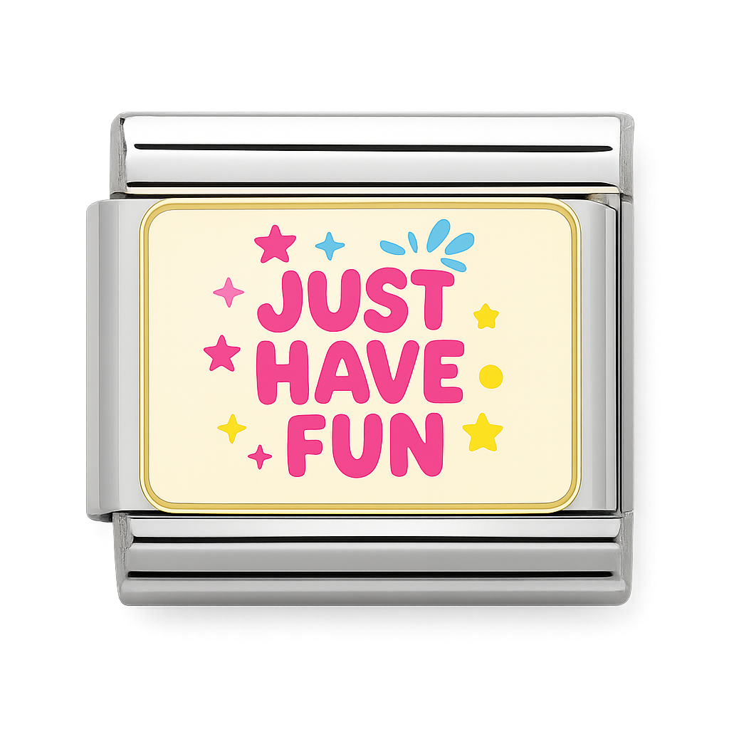 Just Have Fun Text with Stars Silver Charm