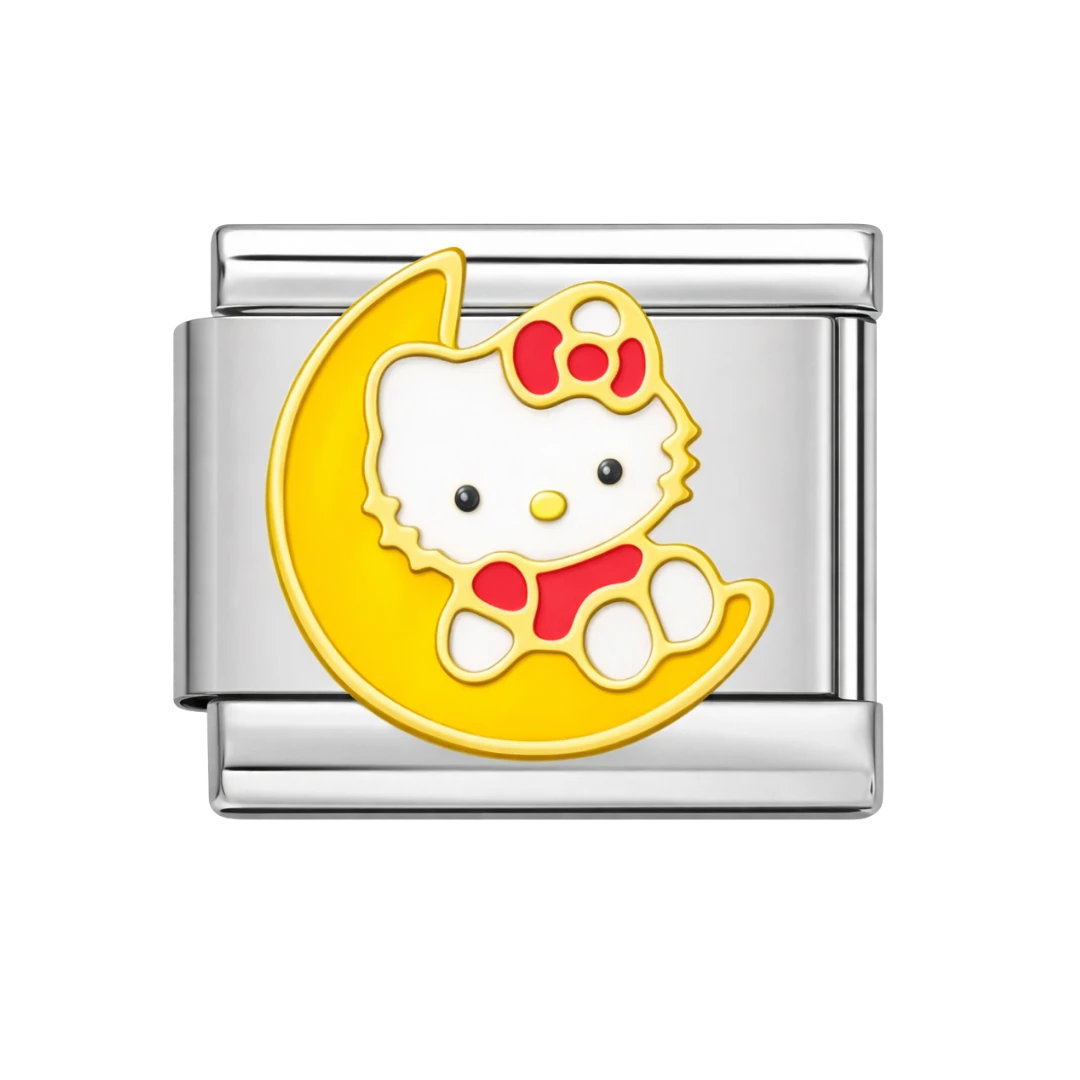 Kitty On Moon Silver Charm