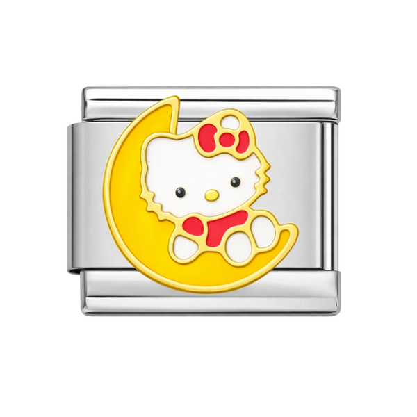 Kitty On Moon Silver Charm