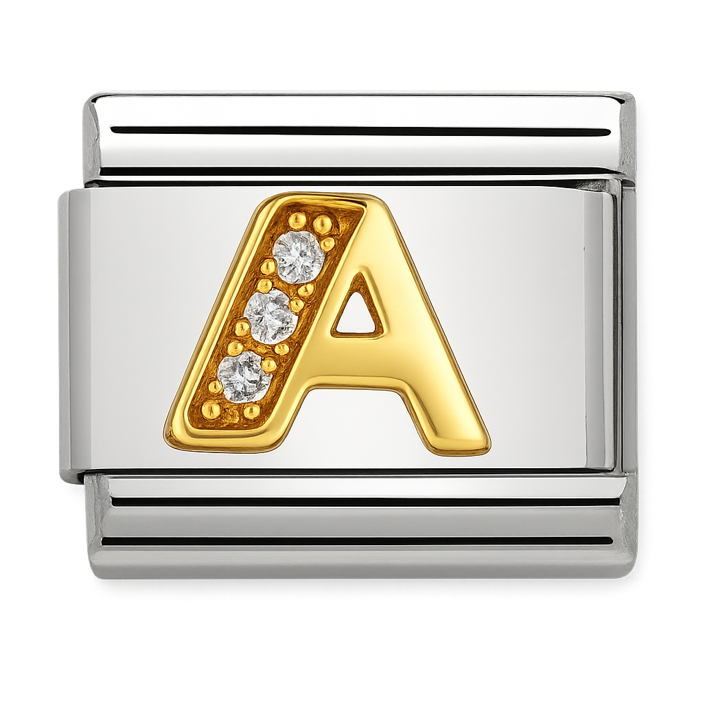 Premium Letter Charm with Gold and Crystal Accents