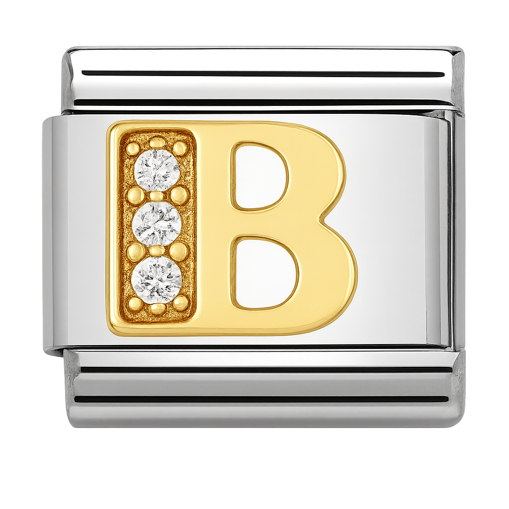 Premium Letter Charm with Gold and Crystal Accents