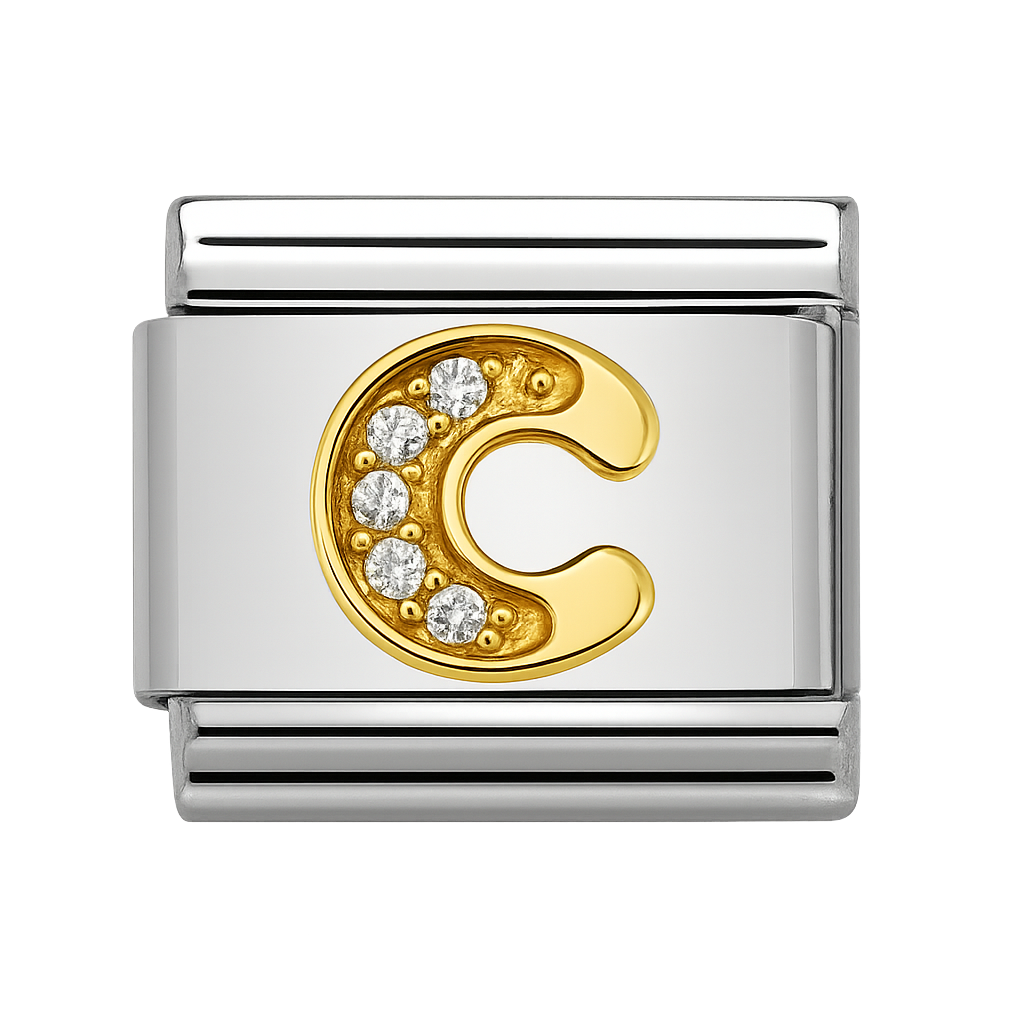 Premium Letter Charm with Gold and Crystal Accents