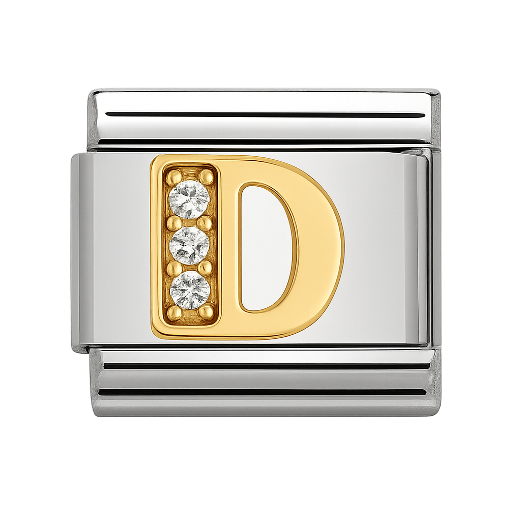 Premium Letter Charm with Gold and Crystal Accents