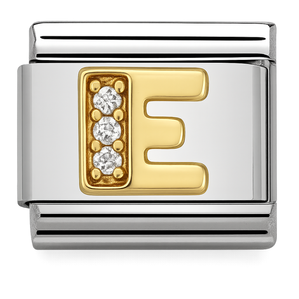 Premium Letter Charm with Gold and Crystal Accents