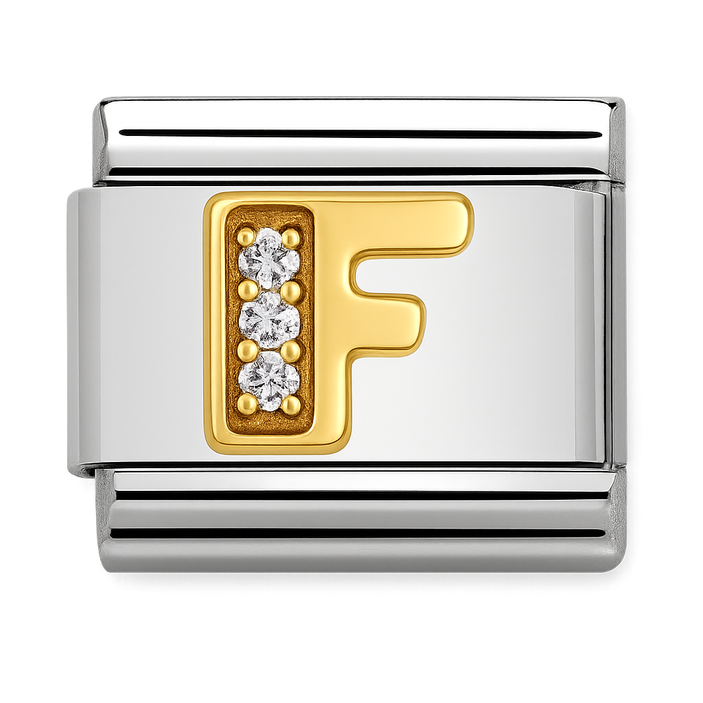 Premium Letter Charm with Gold and Crystal Accents