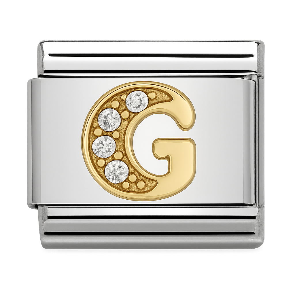 Premium Letter Charm with Gold and Crystal Accents