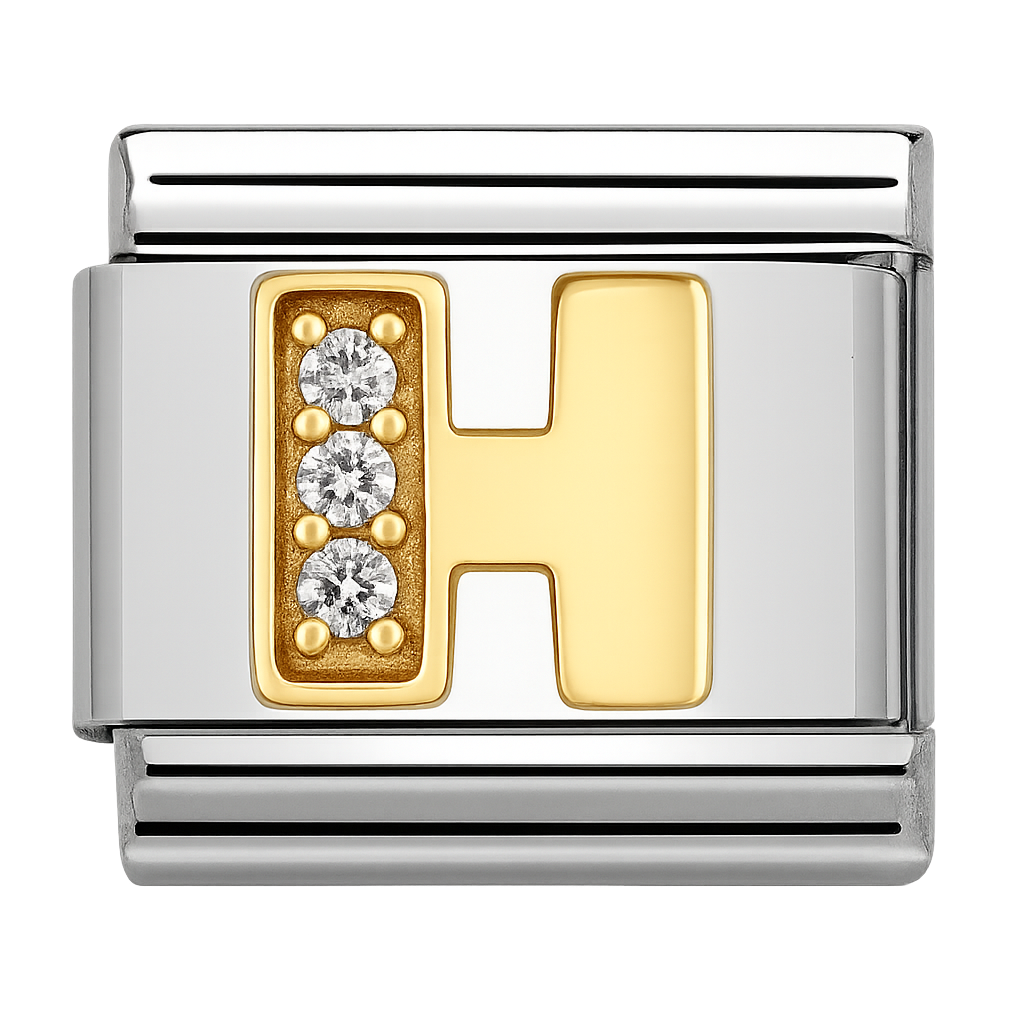 Premium Letter Charm with Gold and Crystal Accents