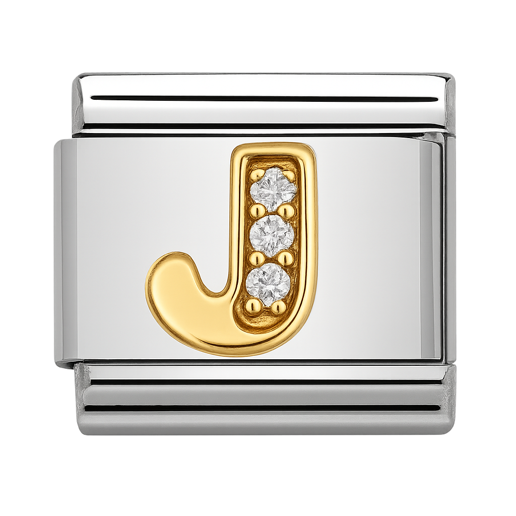 Premium Letter Charm with Gold and Crystal Accents