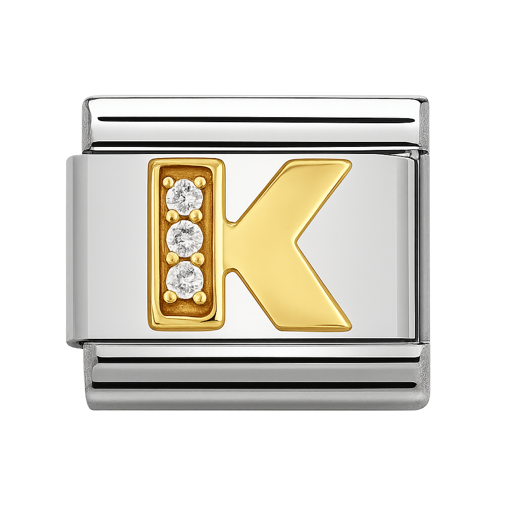 Premium Letter Charm with Gold and Crystal Accents