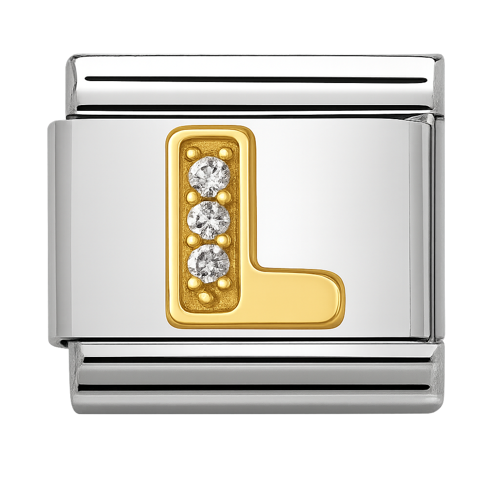 Premium Letter Charm with Gold and Crystal Accents