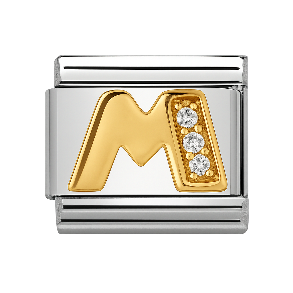 Premium Letter Charm with Gold and Crystal Accents