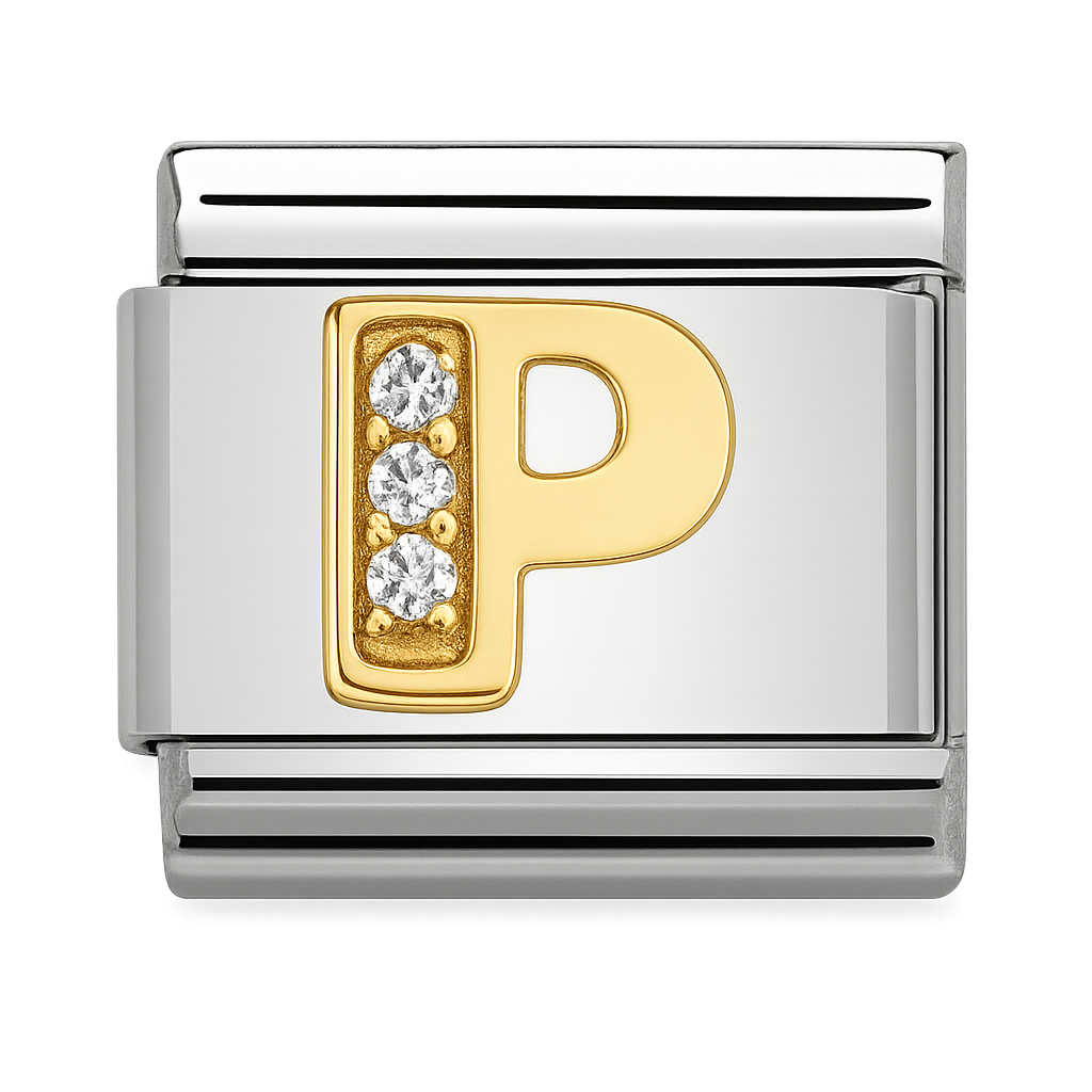 Premium Letter Charm with Gold and Crystal Accents