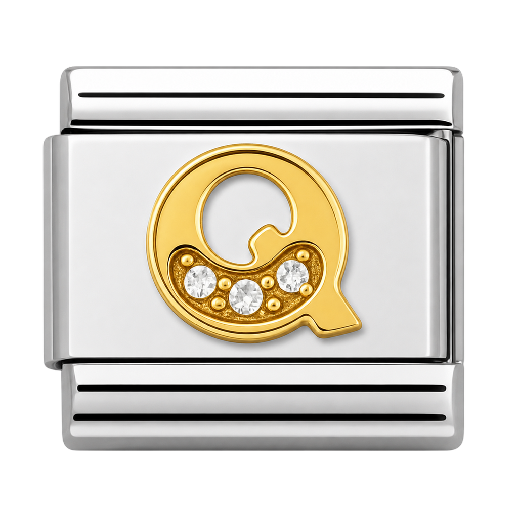Premium Letter Charm with Gold and Crystal Accents