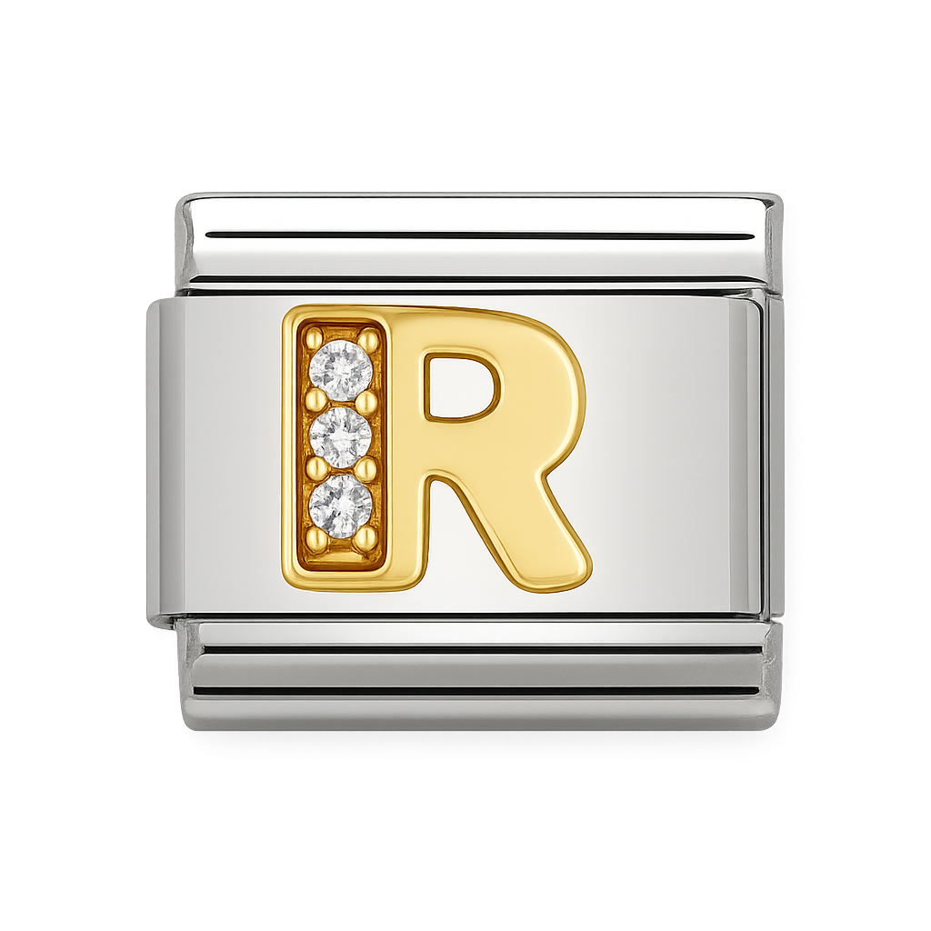 Premium Letter Charm with Gold and Crystal Accents