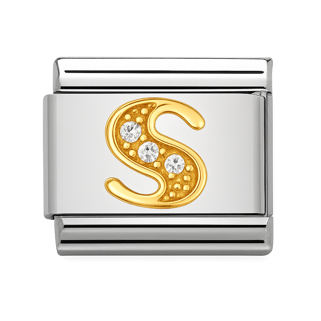 Premium Letter Charm with Gold and Crystal Accents