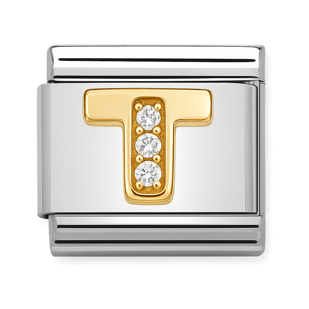 Premium Letter Charm with Gold and Crystal Accents