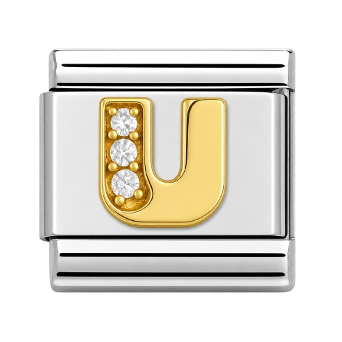 Premium Letter Charm with Gold and Crystal Accents