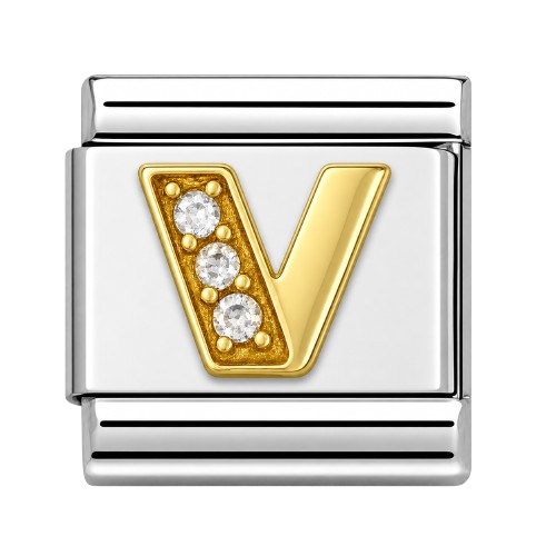 Premium Letter Charm with Gold and Crystal Accents