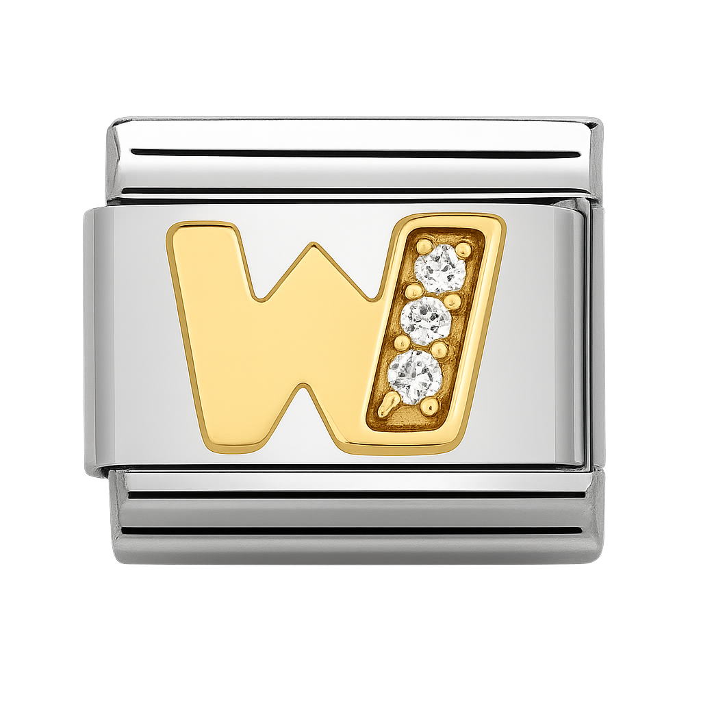 Premium Letter Charm with Gold and Crystal Accents