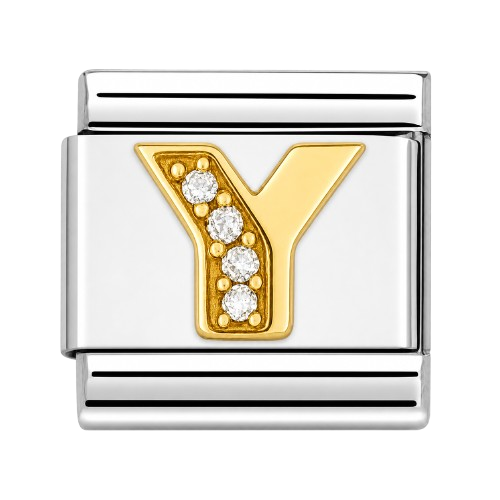 Premium Letter Charm with Gold and Crystal Accents