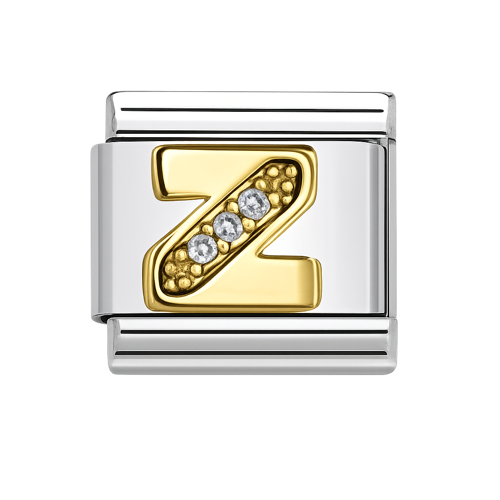 Premium Letter Charm with Gold and Crystal Accents