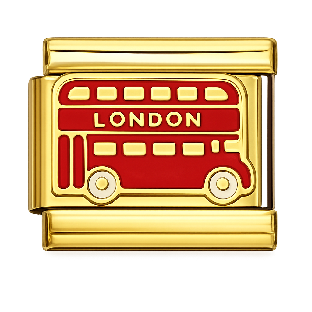 Red London Bus Silver Charm