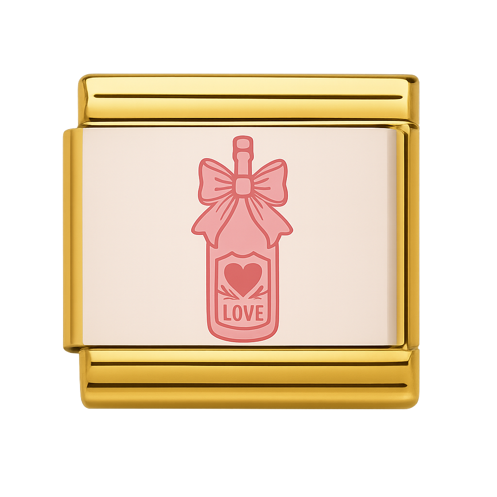 Love Bottle with Bow Gold Charm