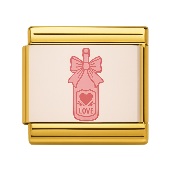 Love Bottle with Bow Gold Charm