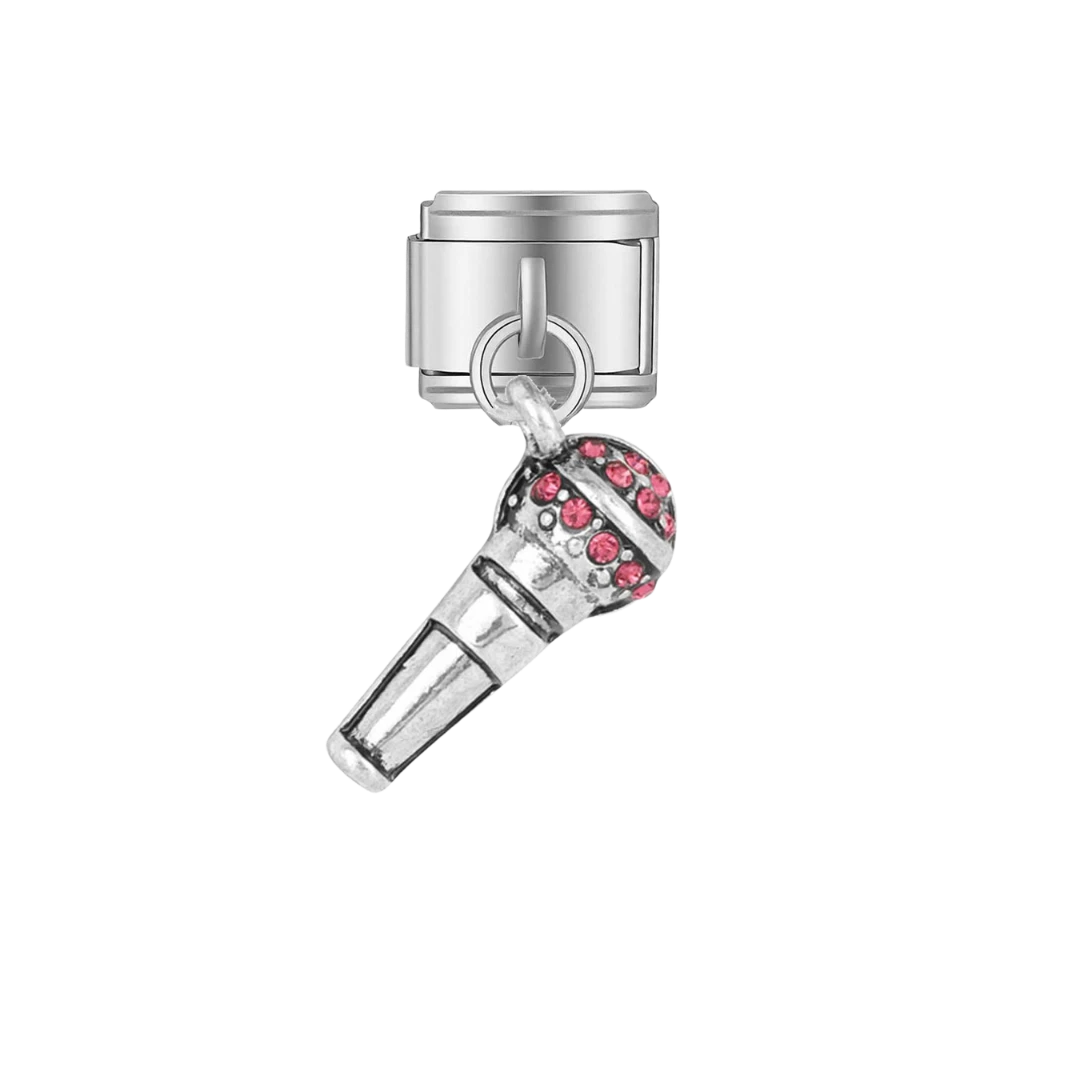 Microphone Dangle silver charm