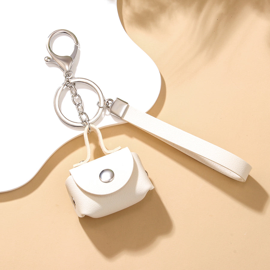Minimalist White Mini Coin Pouch Bag Charm with Wrist Strap