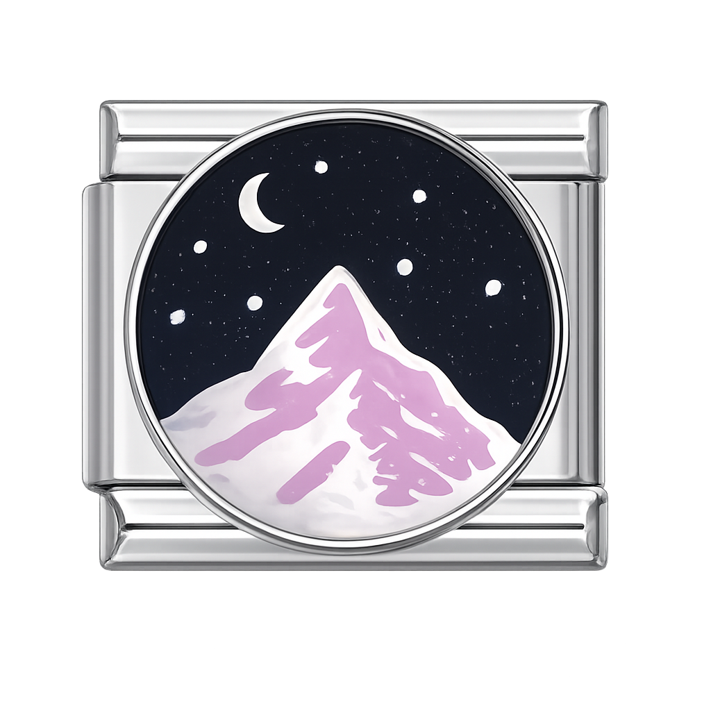 Mountain Night Scene Silver Charm
