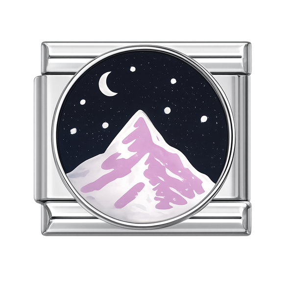 Mountain Night Scene Silver Charm