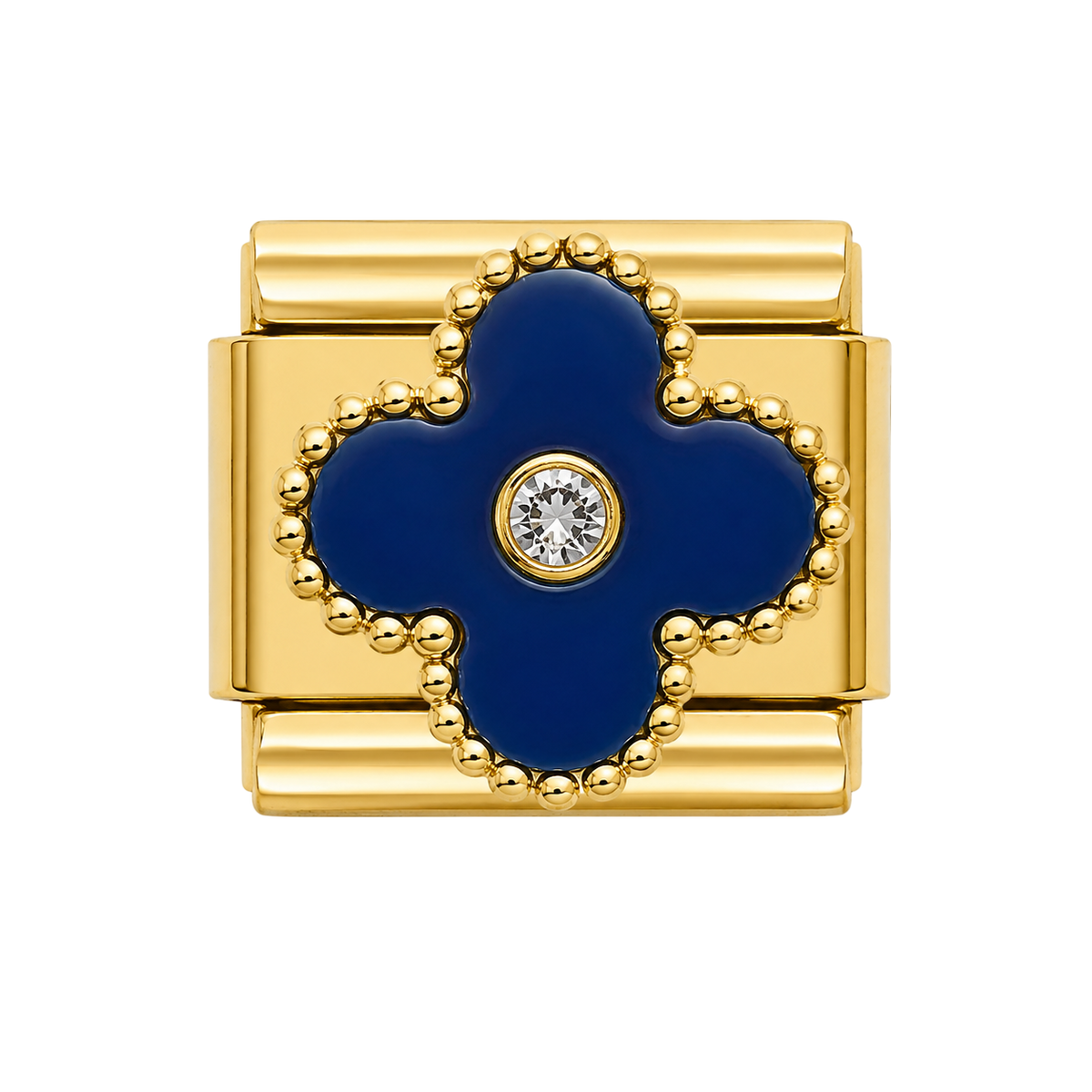 Navy Blue Clover Gold Charm