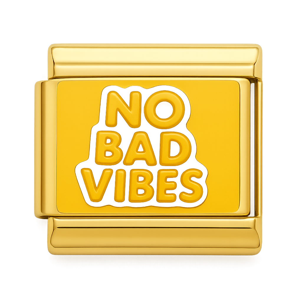 No Bad Vibes Text Gold Charm