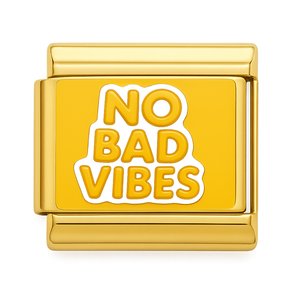 No Bad Vibes Text Gold Charm