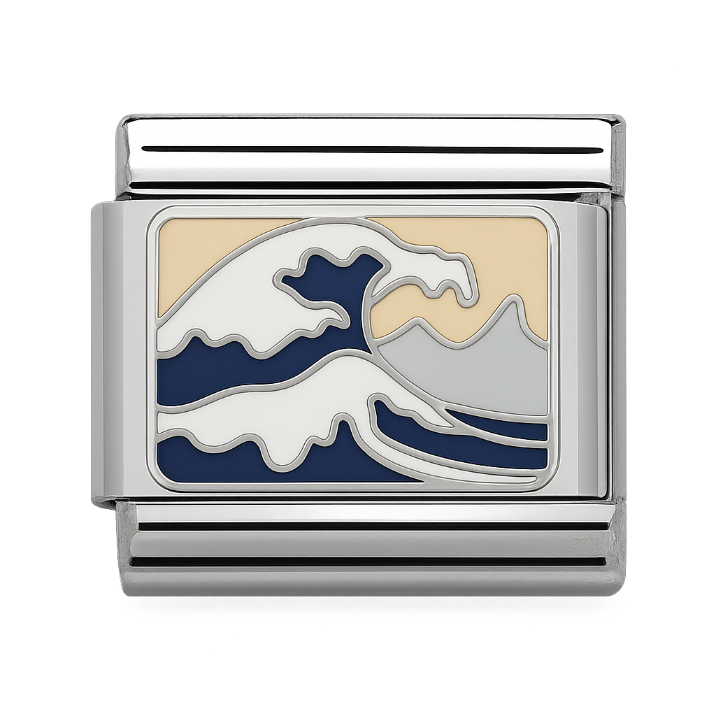 Ocean Wave and Mountain Scene Silver Charm